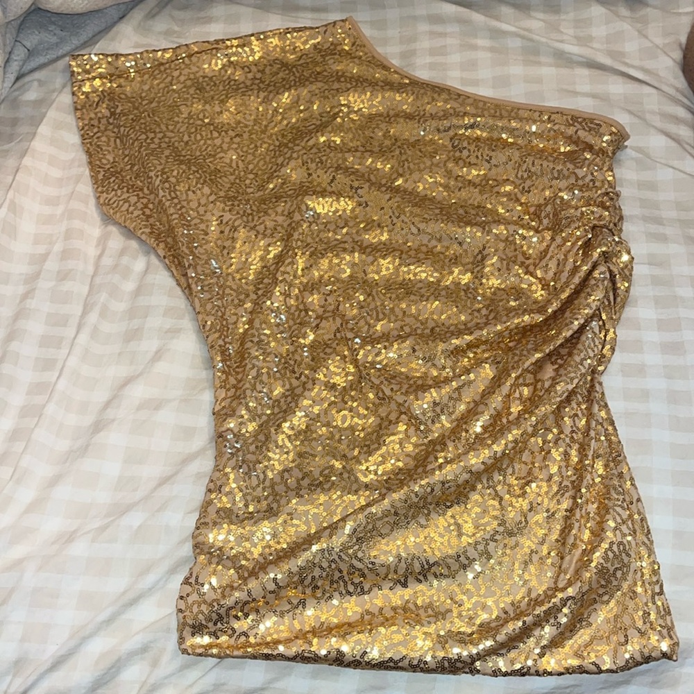 Elegant Gold Sequin Women's Windsor one shoulder dress